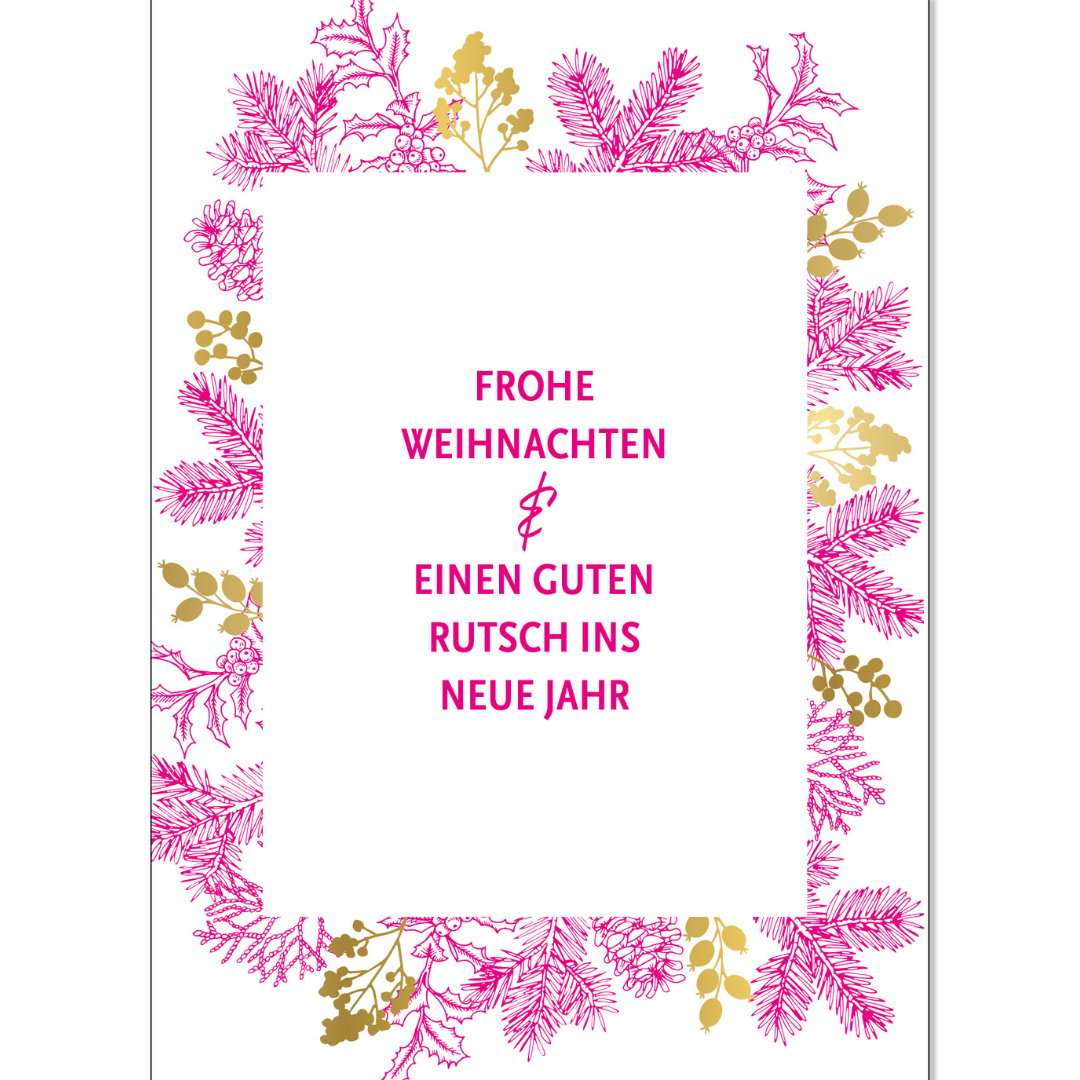 Postkarte hoch, Frohe Weihnachten & einen guten Rutsch ins neue Jahr