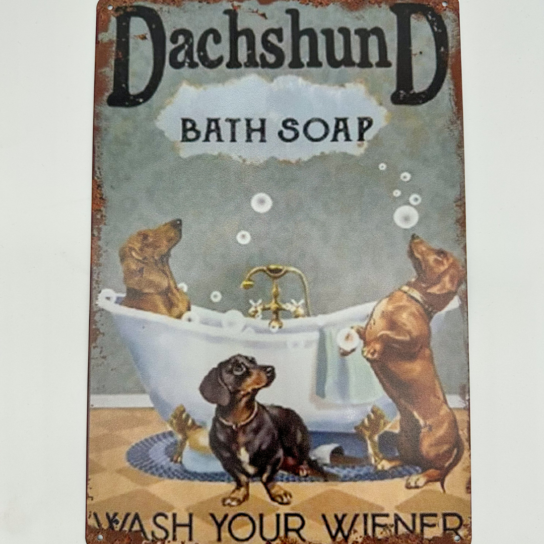 Dackelschild mit Badenden Dackeln