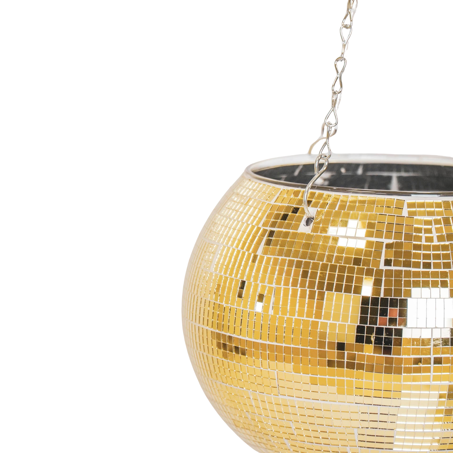 Hängende Discovase - Blumentopf zum Aufhängen, Discokugel gold (S)