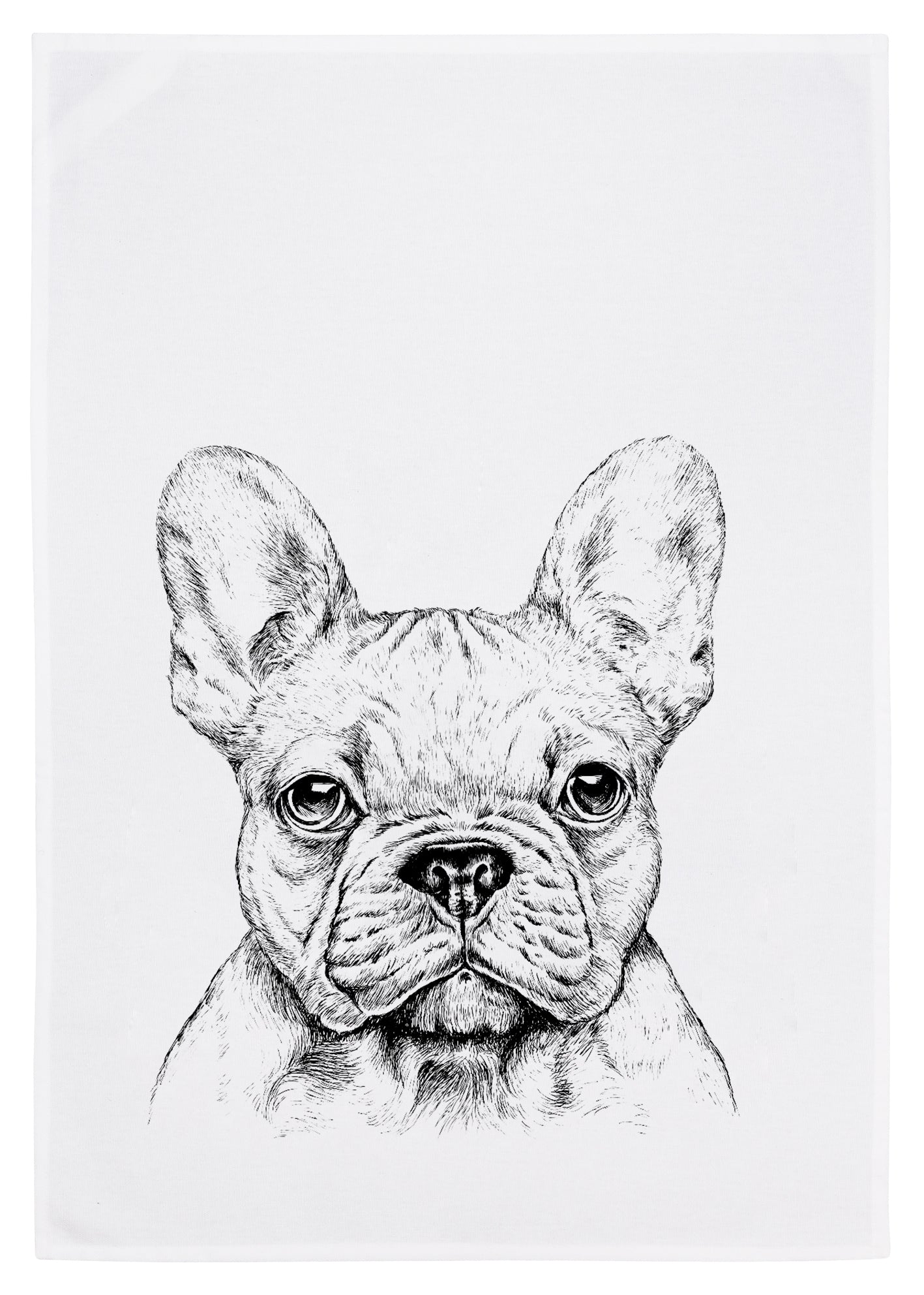 Geschirrtuch weiß, Bulldogge in Grau