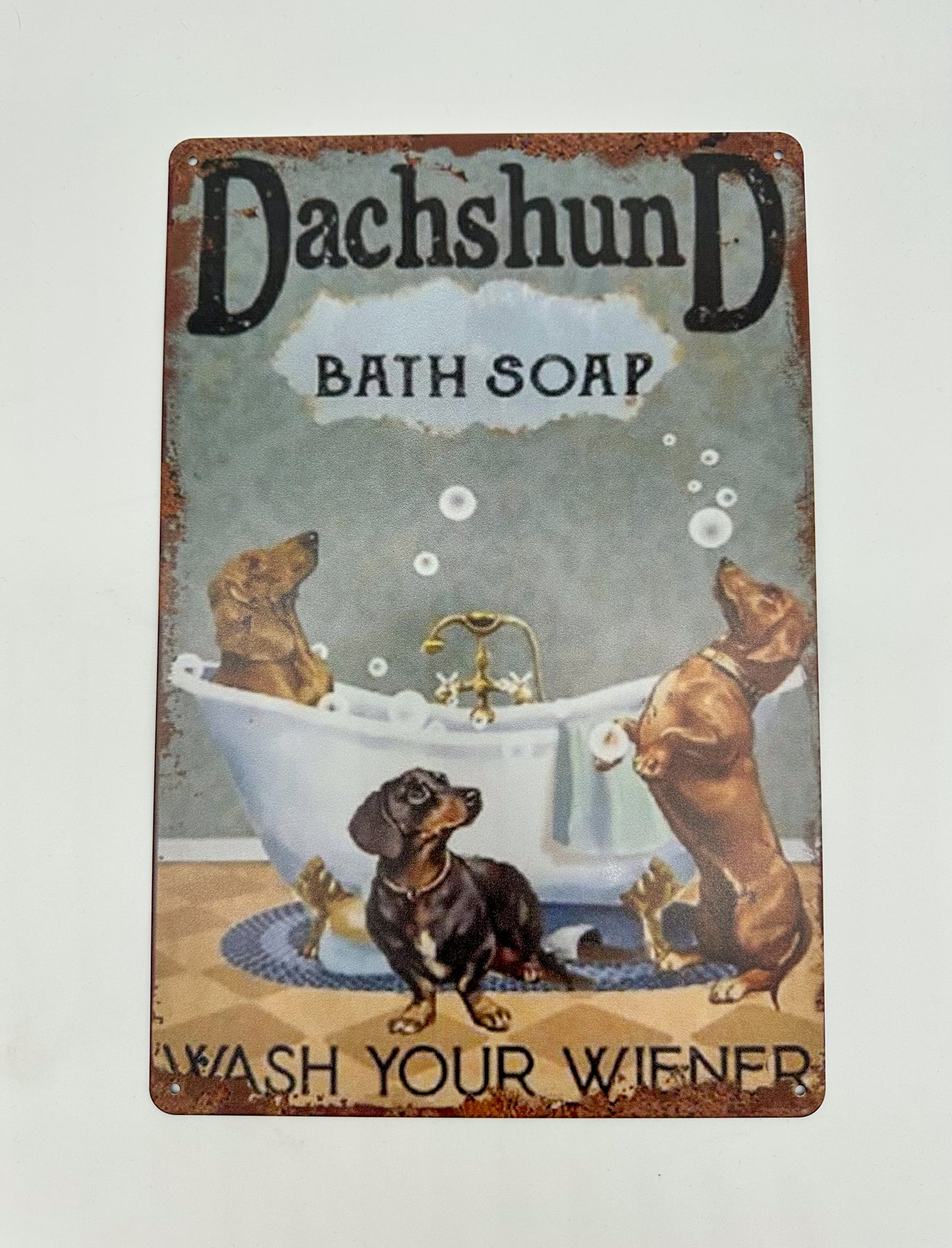 Dackelschild mit Badenden Dackeln