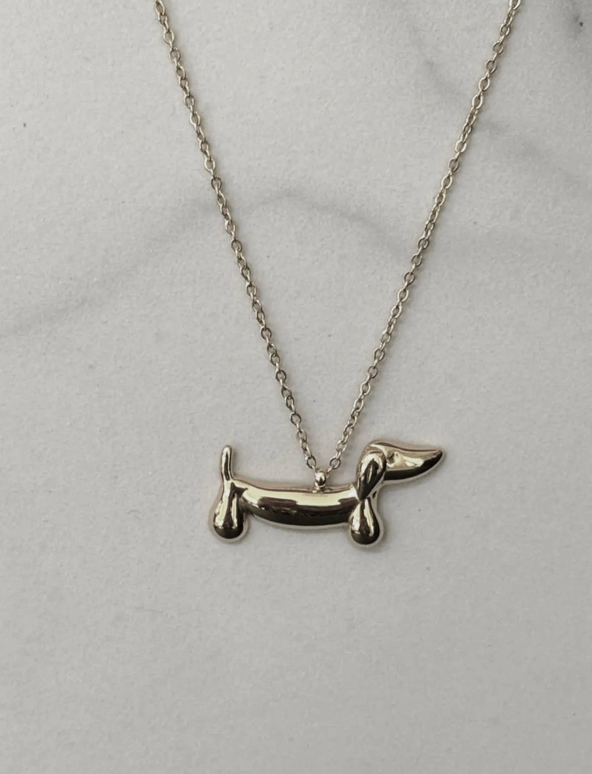 Edelstahl Dackel Halskette Silber