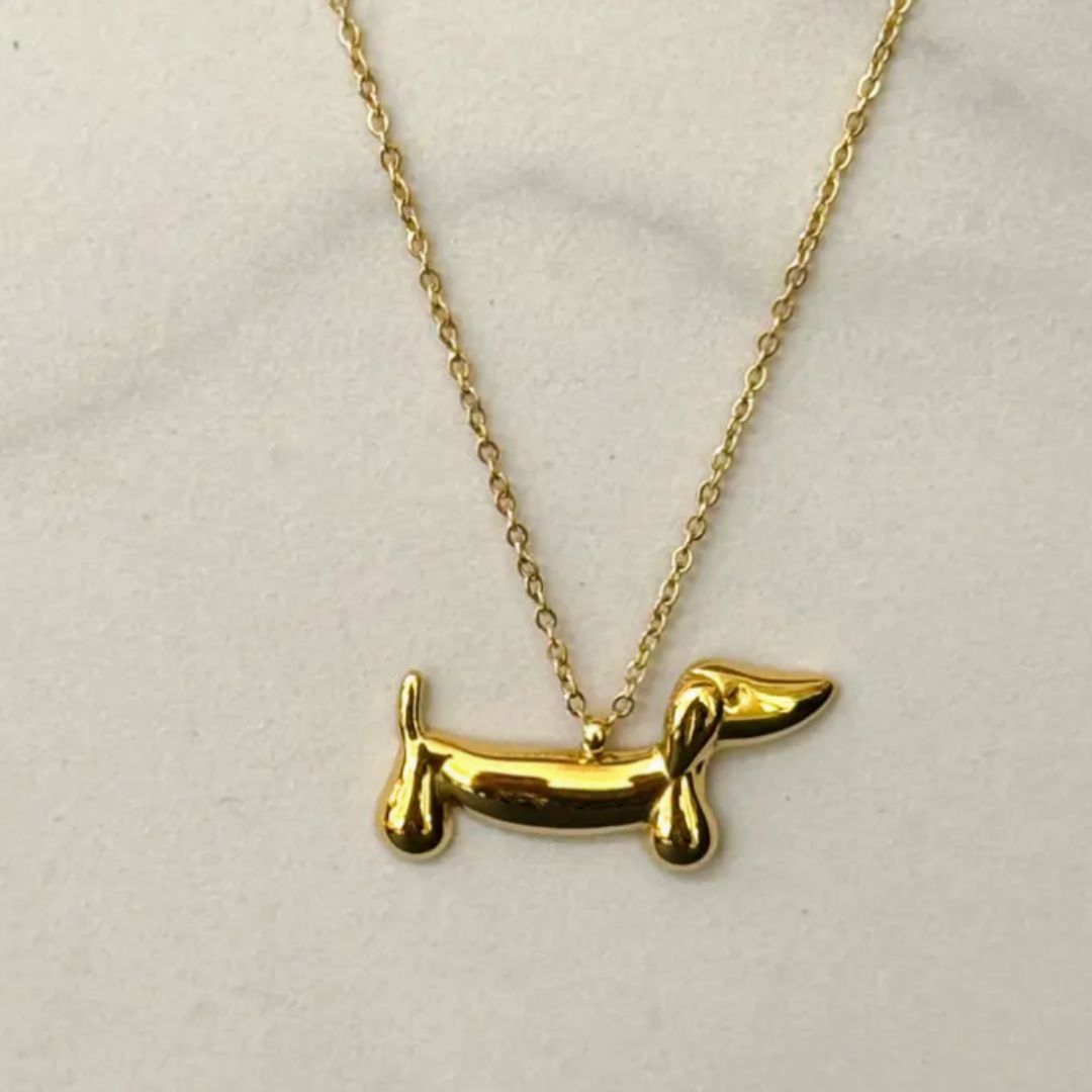 Edelstahl Dackel Halskette Silber